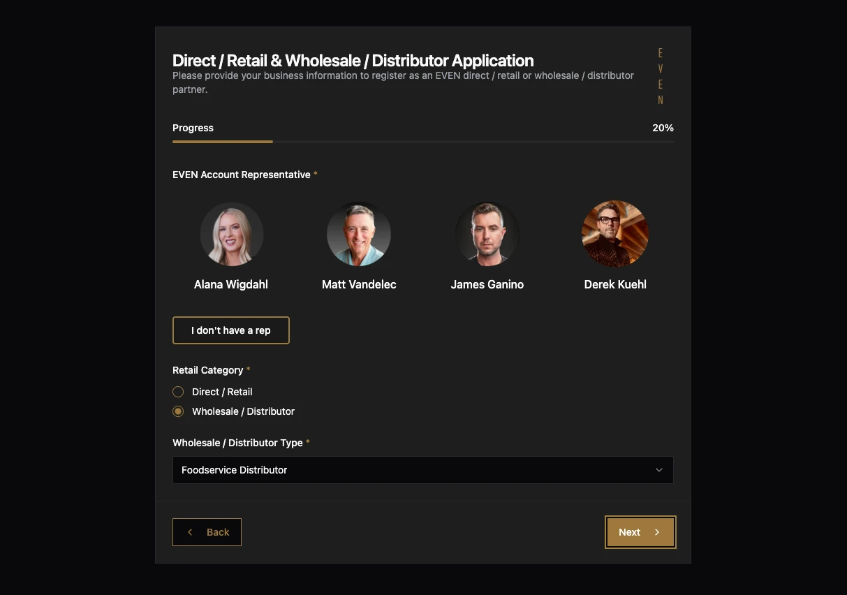 Screenshot of EVEN Form