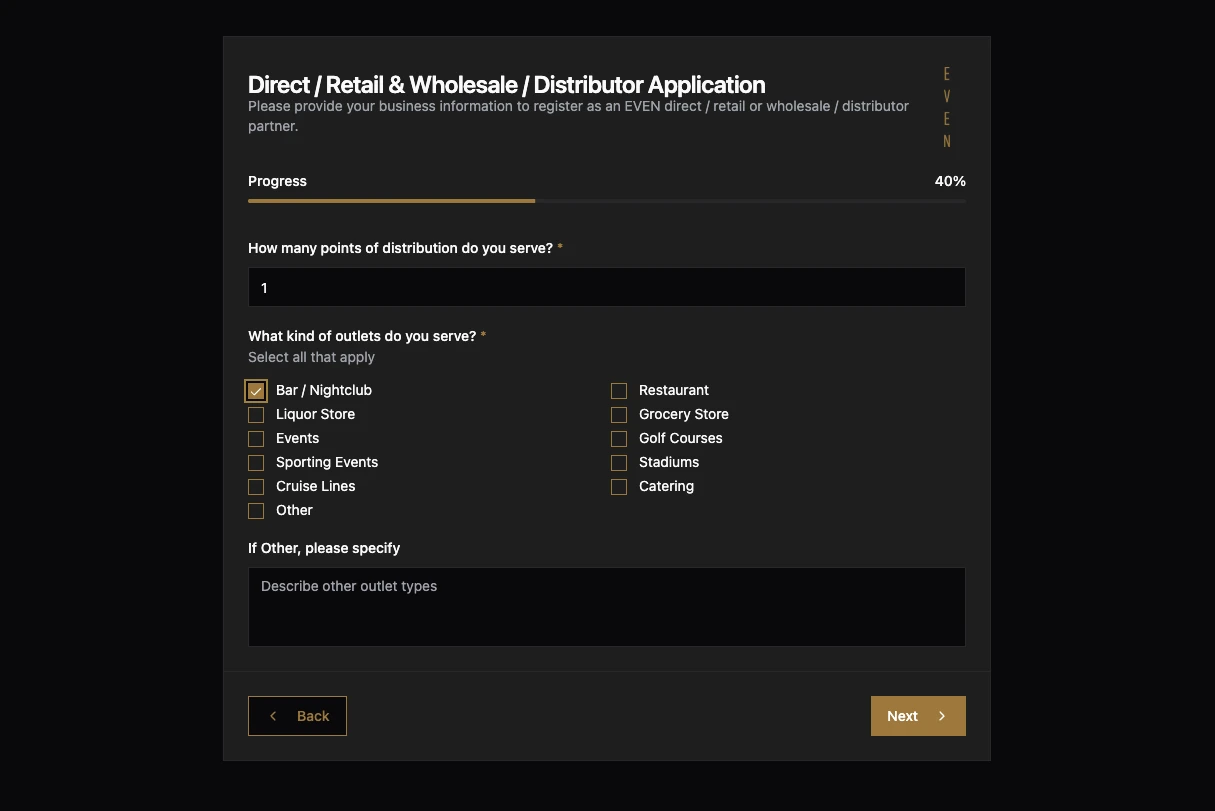 Screenshot of EVEN Form